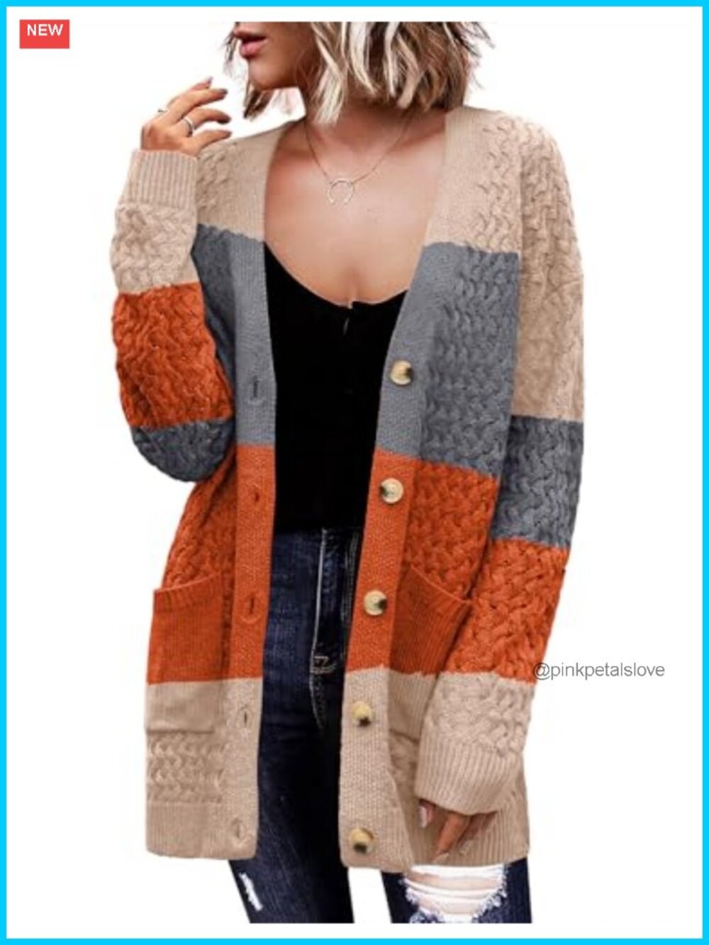 Long Sleeve Button Down Cable Knit Cardigan Sweater
